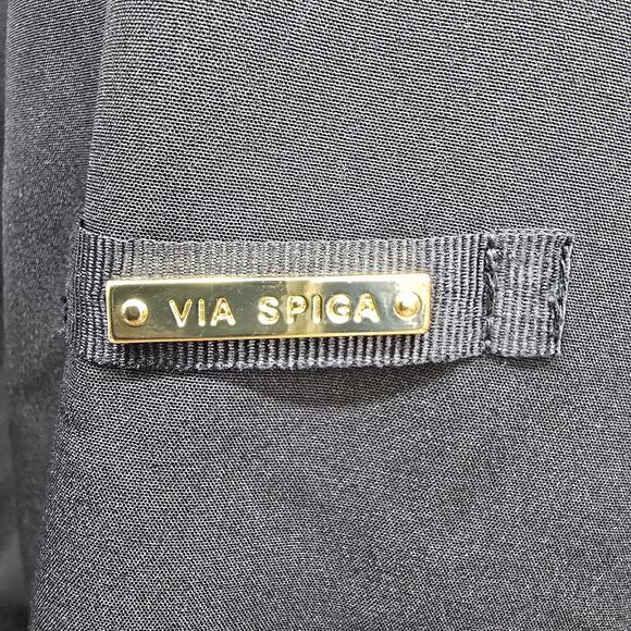 NWOT Via Spiga Hooded Trench Coat Raincoat Black Animal Print Faux Fur Lining M - Picture 13 of 16